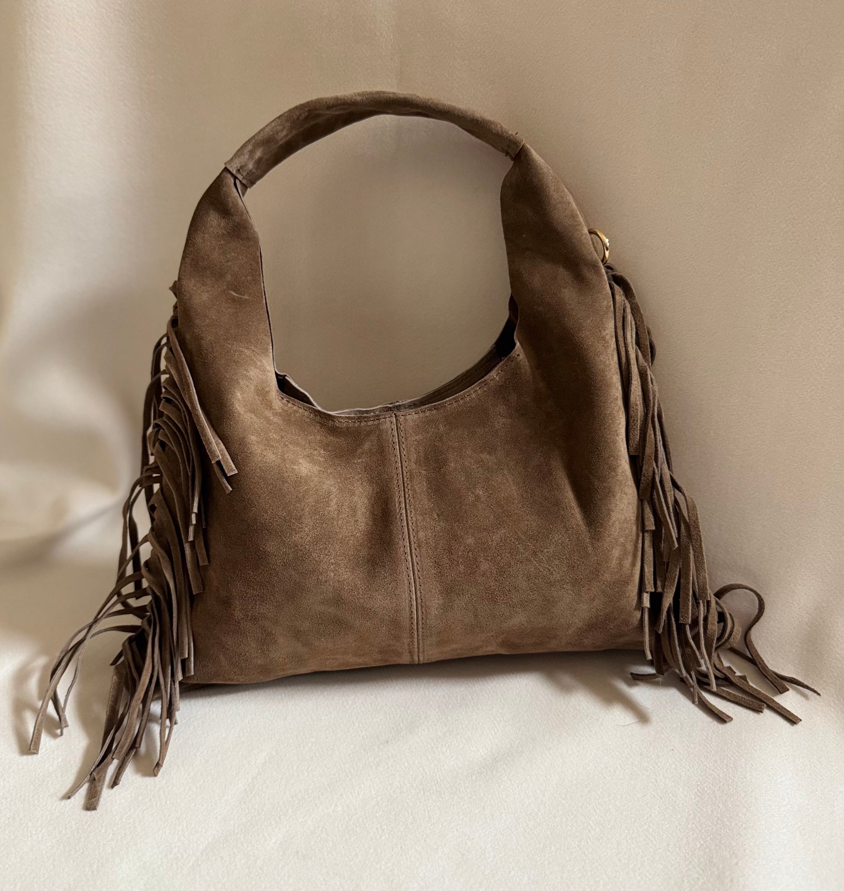 Suede Boho Fringe Bag
