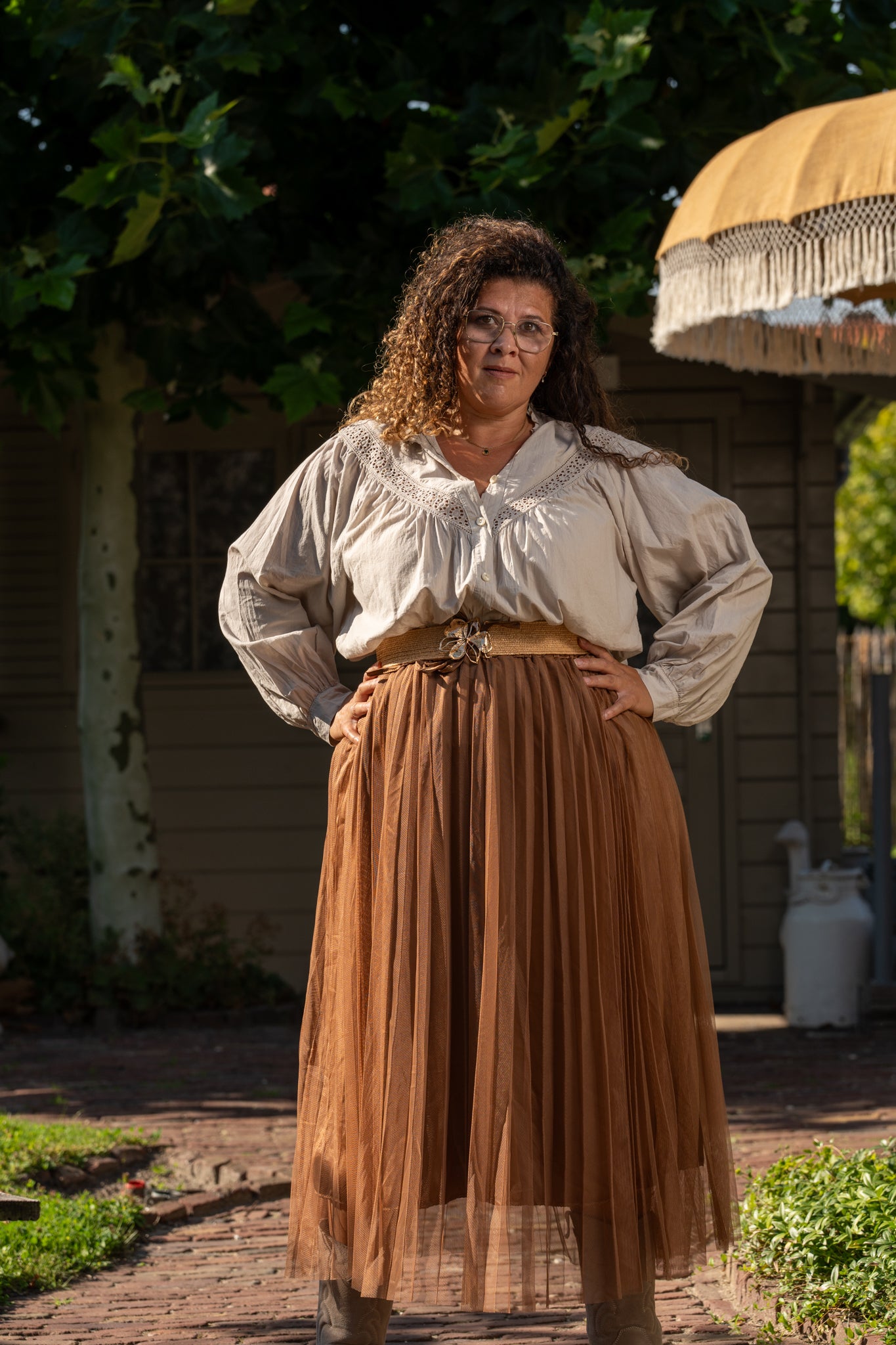 Blouse met broderie detail