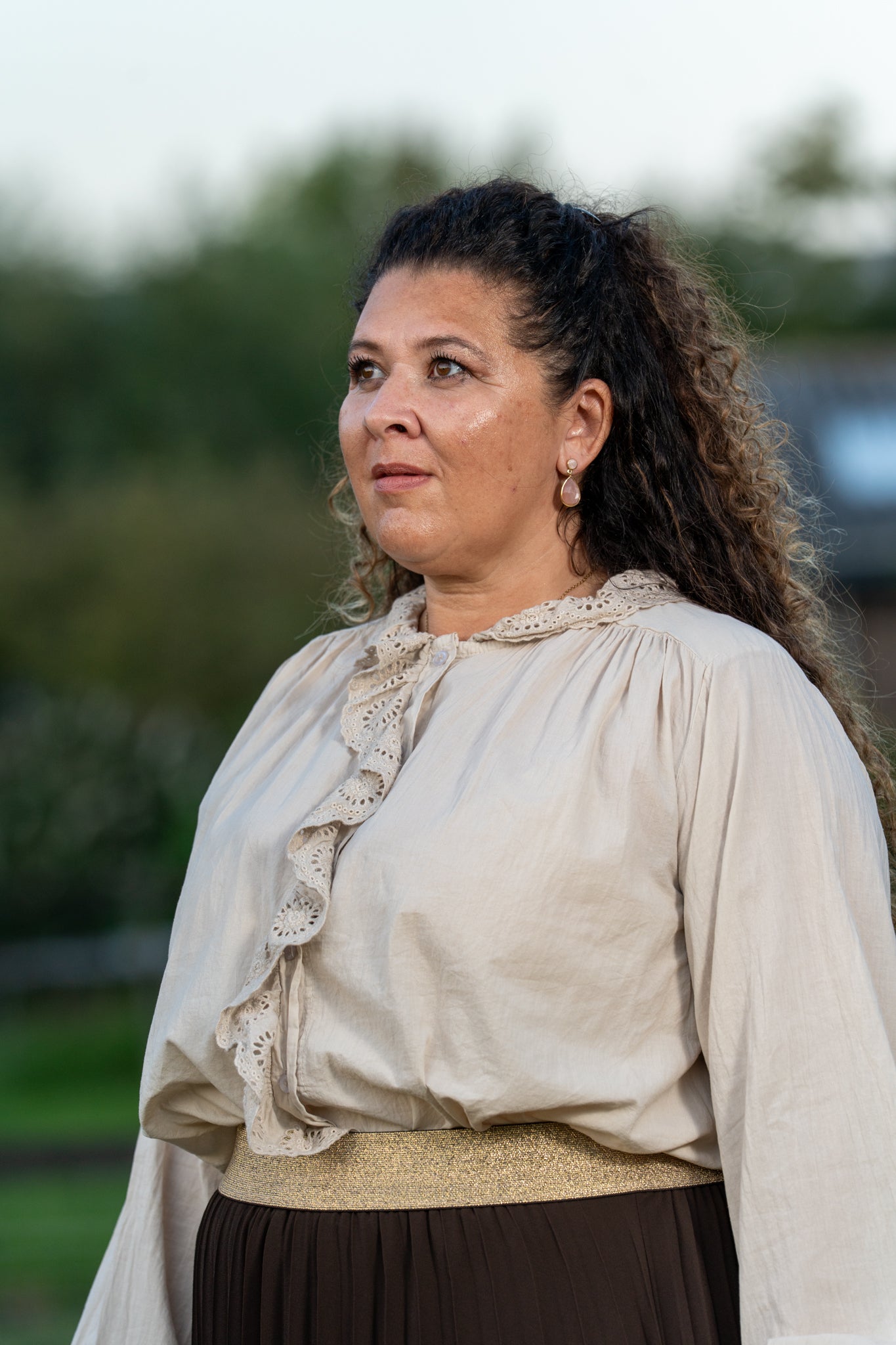 Plissé rok met gouden tailleband