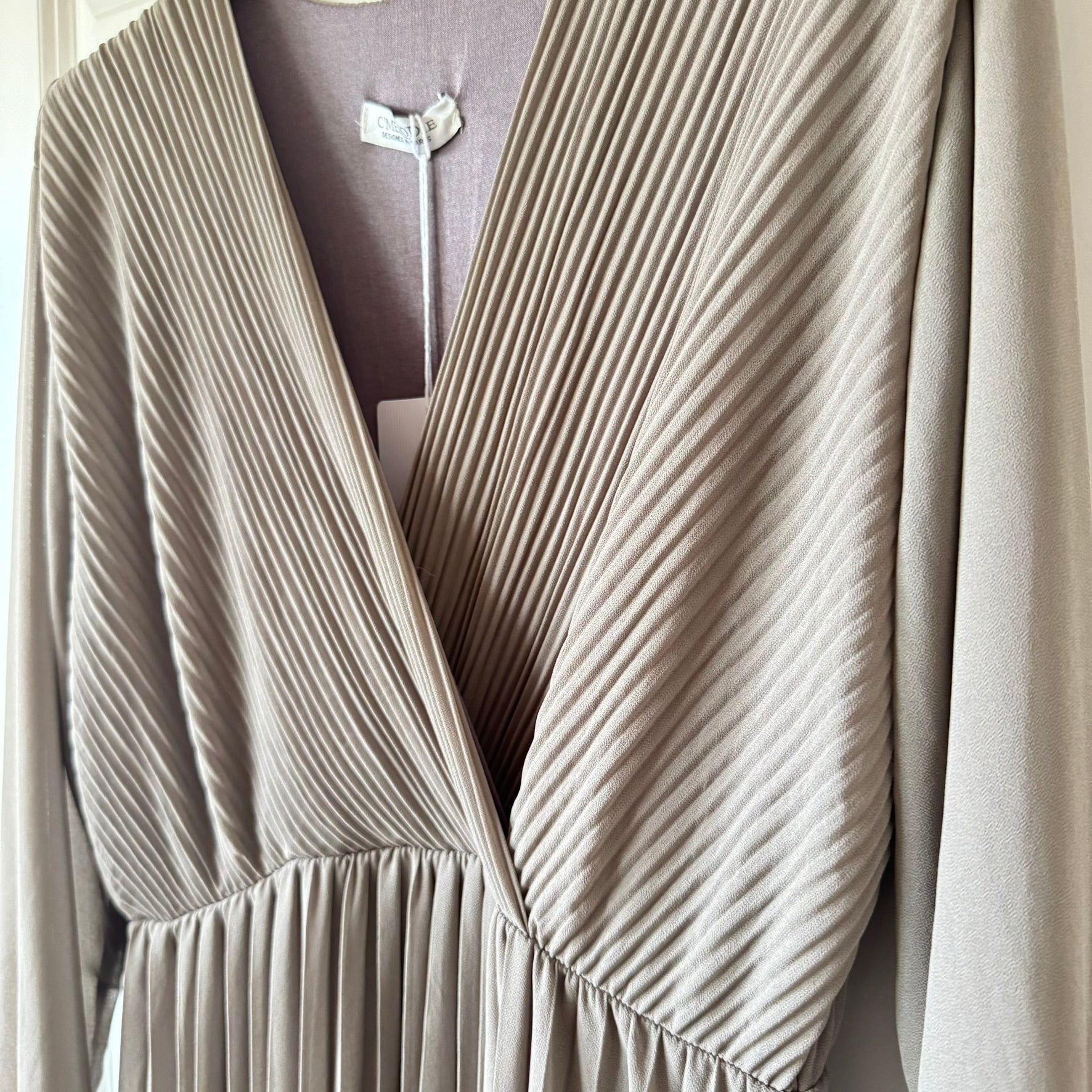 Plissé jurk maxi met lange mouwen