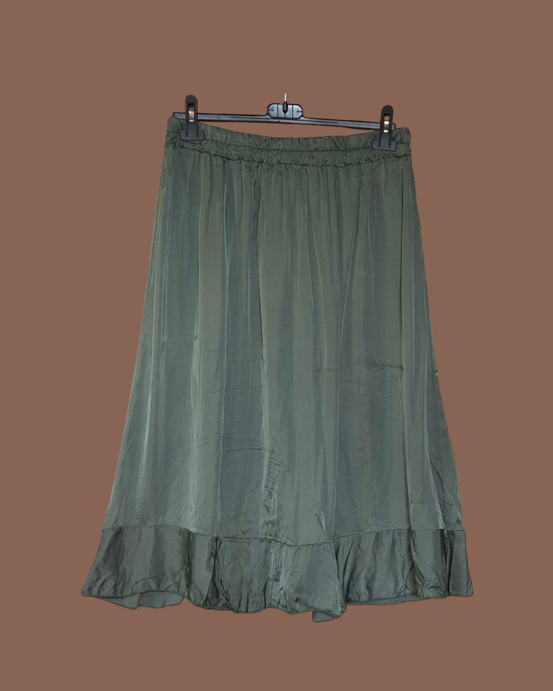 Satijnen rok met ruches