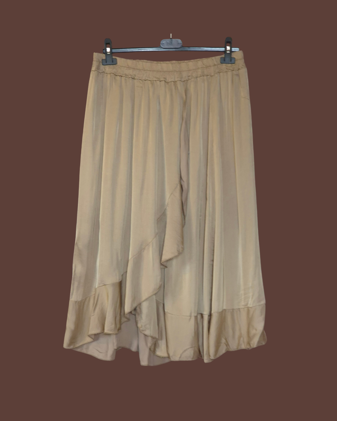 Satijnen rok met ruches