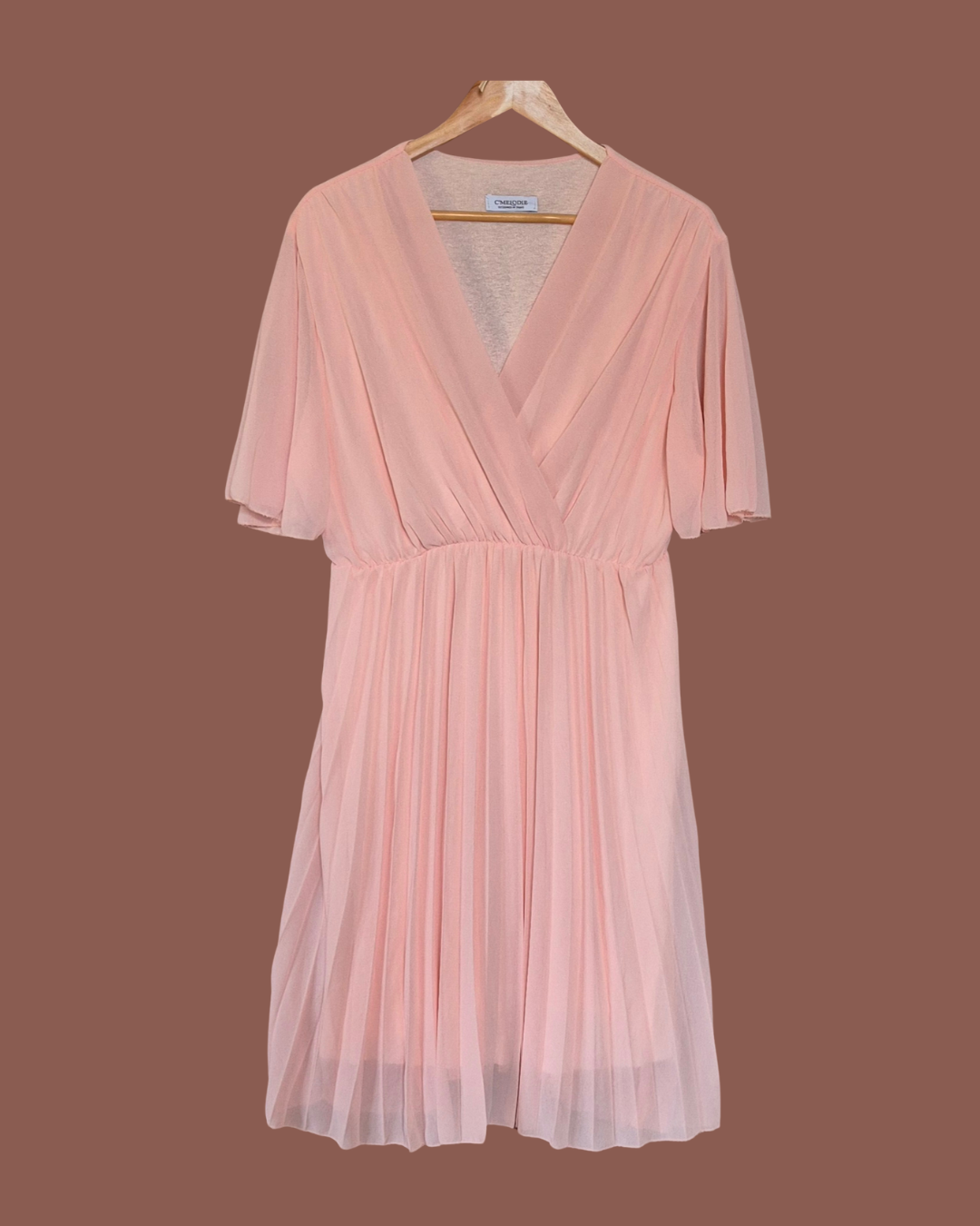 Plissé jurk met korte mouwen