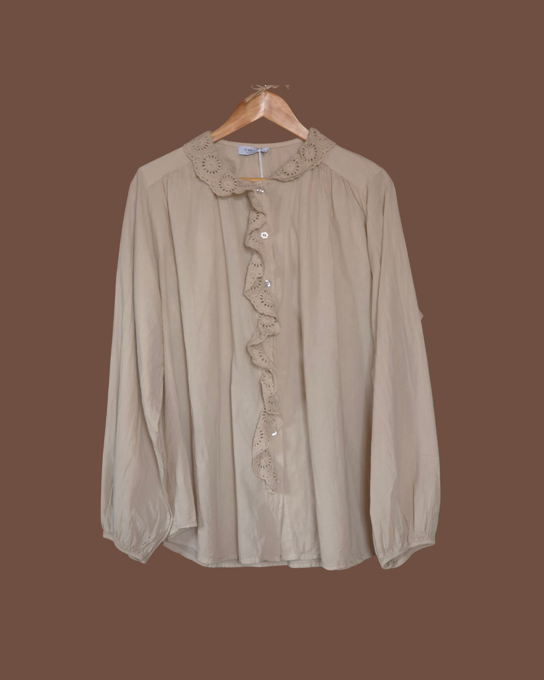 Blouse met broderie ruche