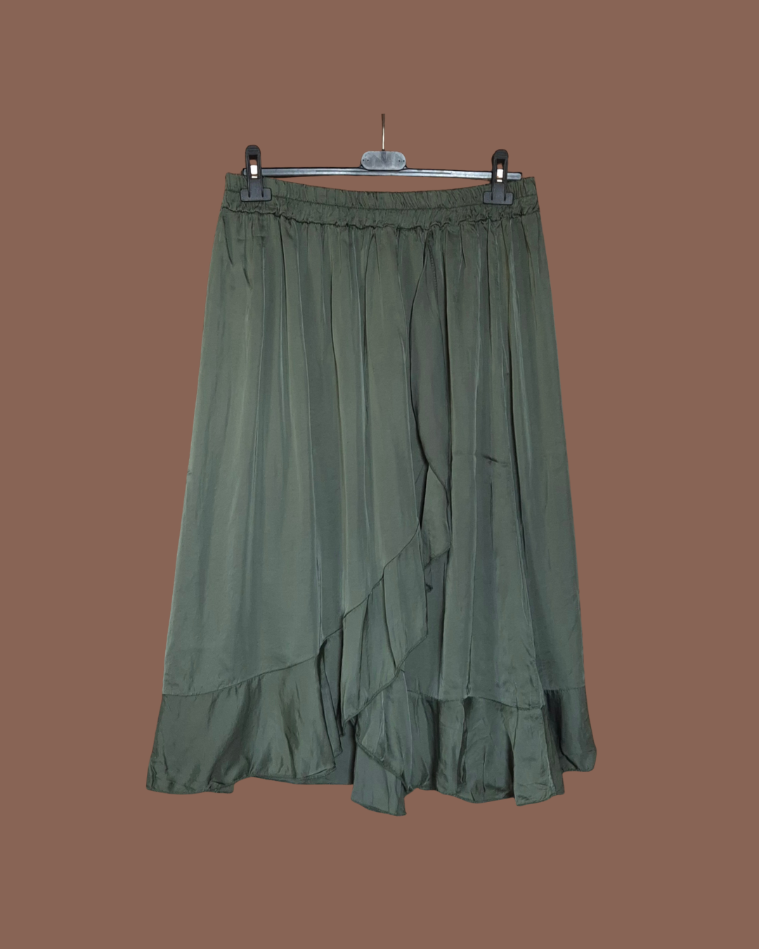 Satijnen rok met ruches