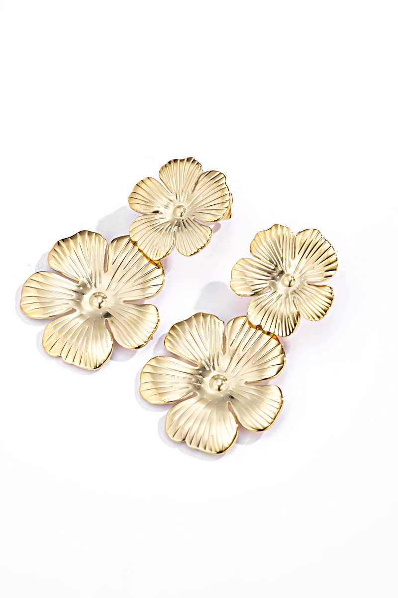 Earrings Golden Double Blossom