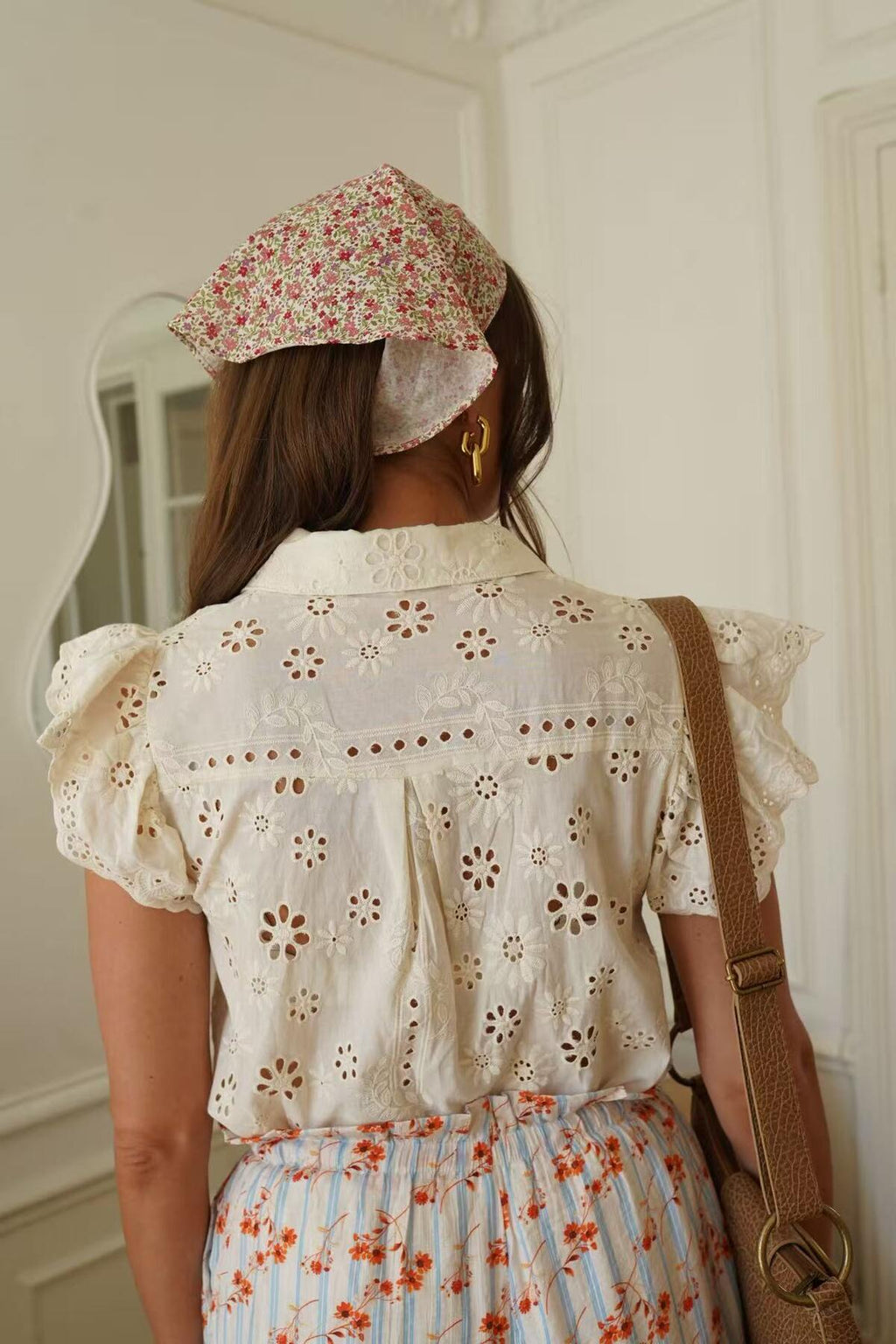 Ivory ruffle blouse