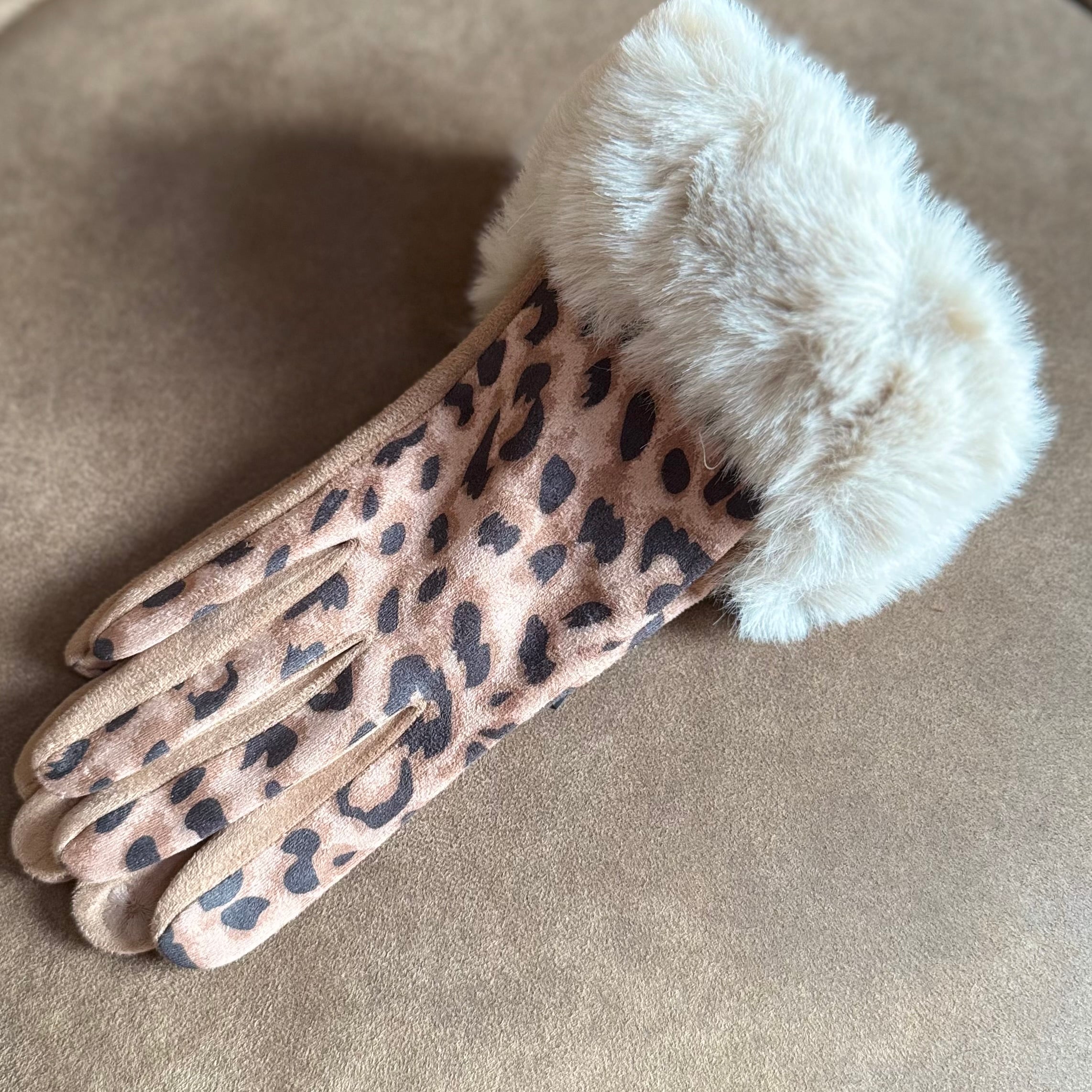 Luxe Leopard Faux Fur Gloves