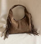 Suede Boho Fringe Bag