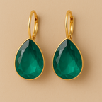 Emerald Teardrop Hoops