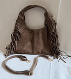 Suede Boho Fringe Bag