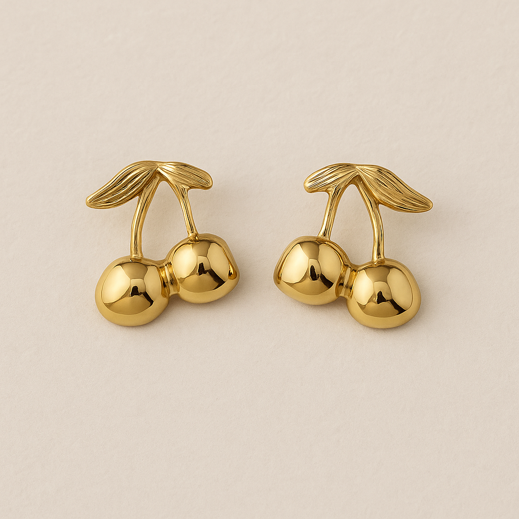 Cherry Chic Studs - Gold