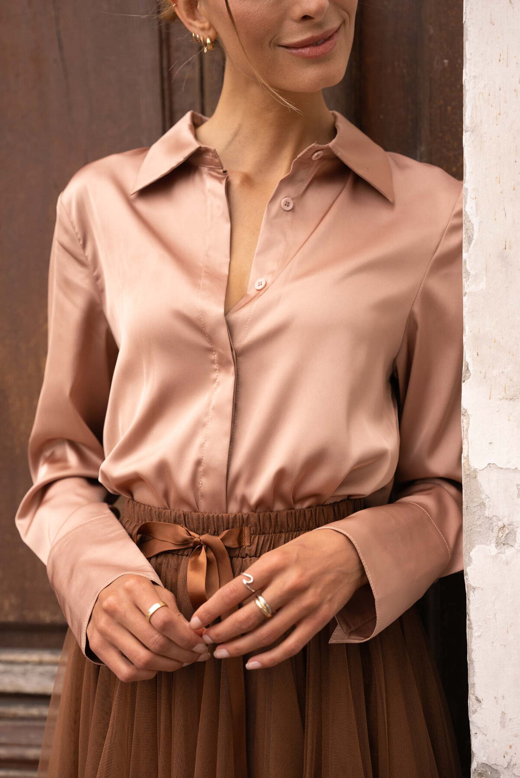 Satijnen Blouse Rosé Glow