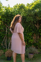 Plissé jurk met korte mouwen