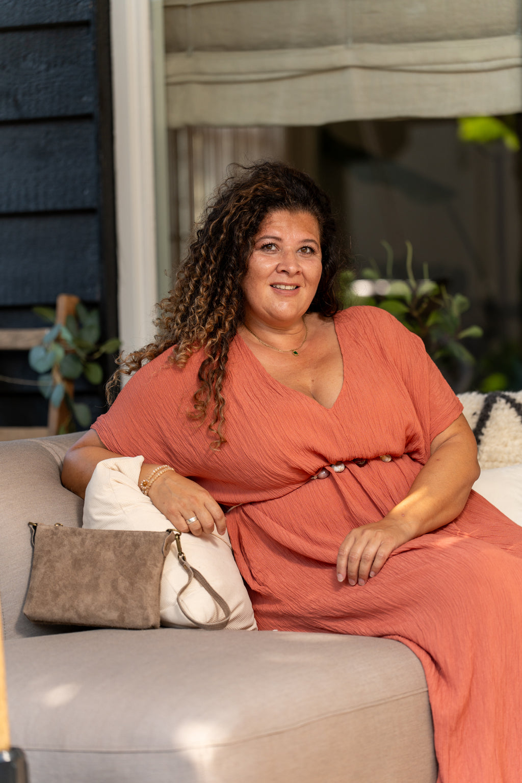 Boho Maxi Dress Coral Red