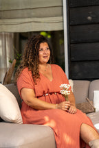 Boho Maxi Dress Coral Red