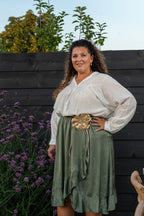 Satijnen rok met ruches