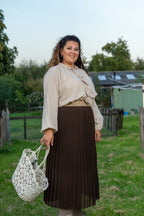 Plissé rok met gouden tailleband