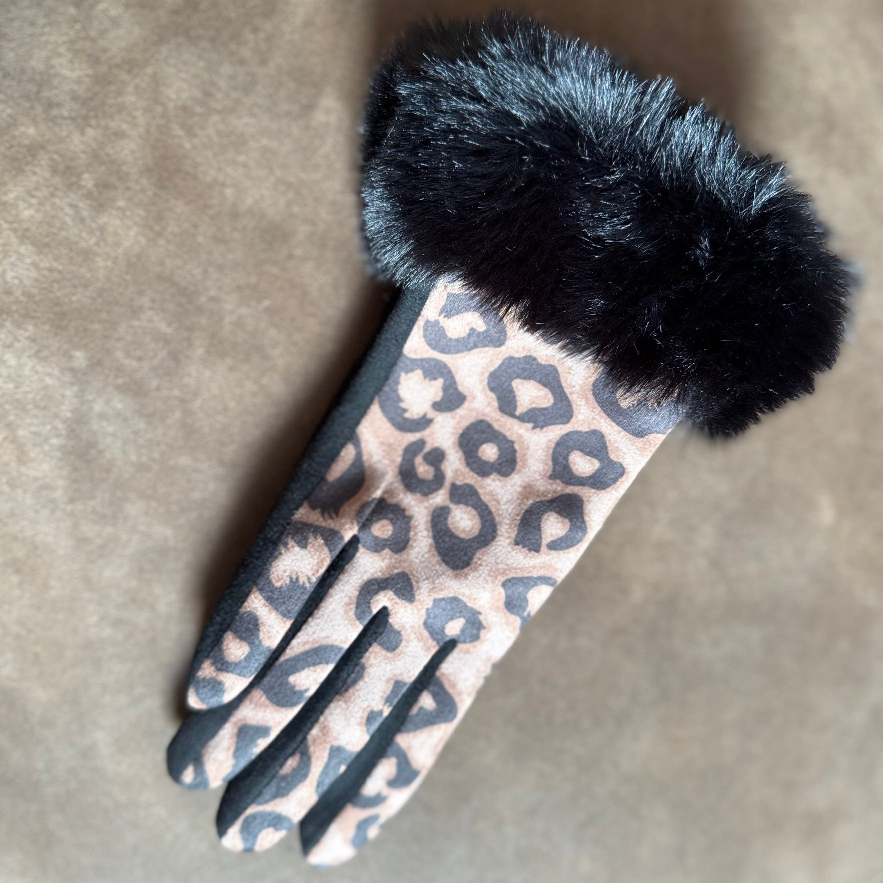 Luxe Leopard Faux Fur Gloves