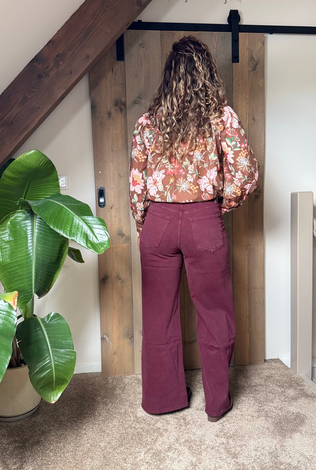 Bordeaux Wide Leg Jeans