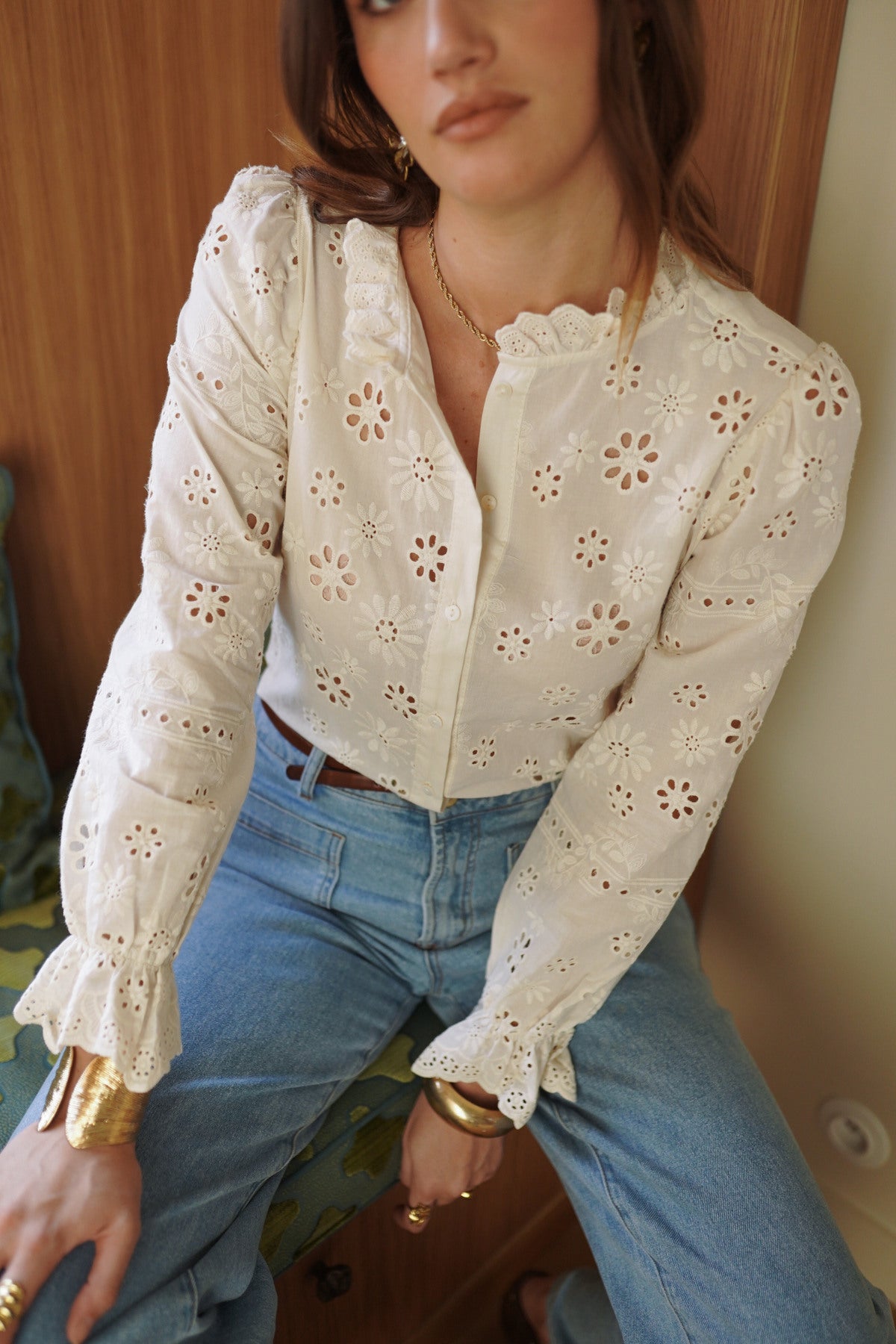 Ivory bloom blouse