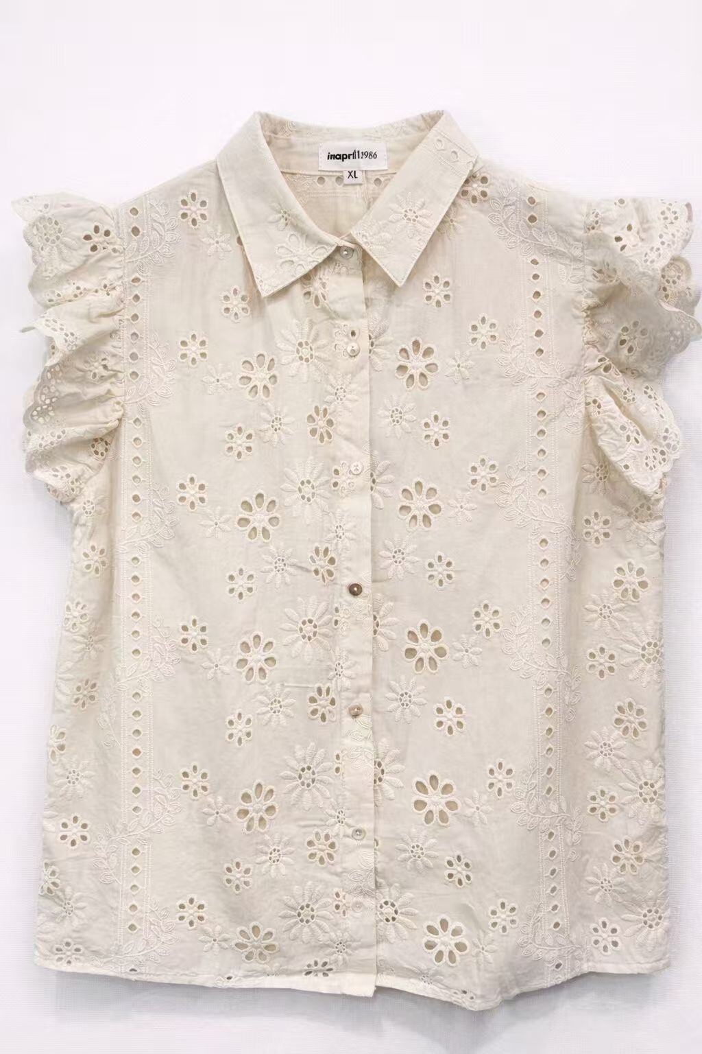 Ivory ruffle blouse