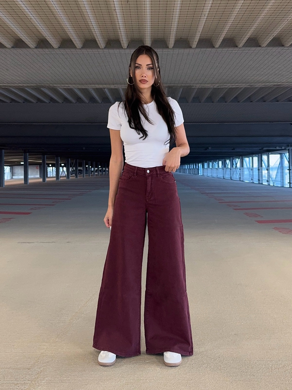 Bordeaux Wide Leg Jeans