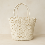 Boho Crochet Strandtas – Ivory