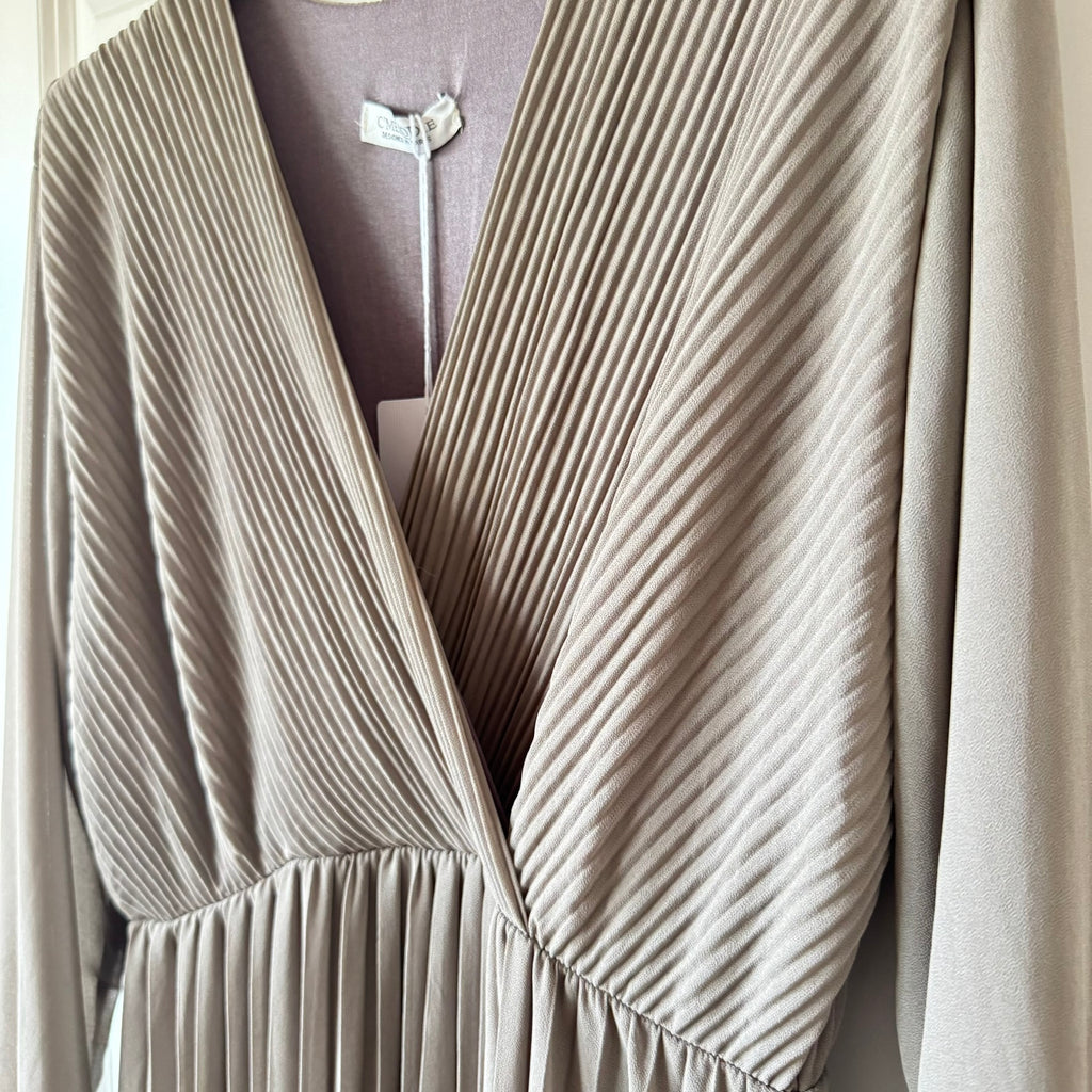 Plissé jurk maxi met lange mouwen