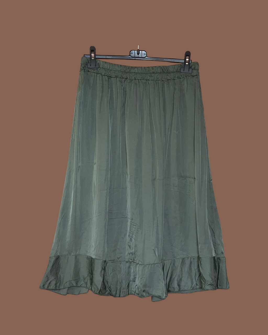 Satijnen rok met ruches