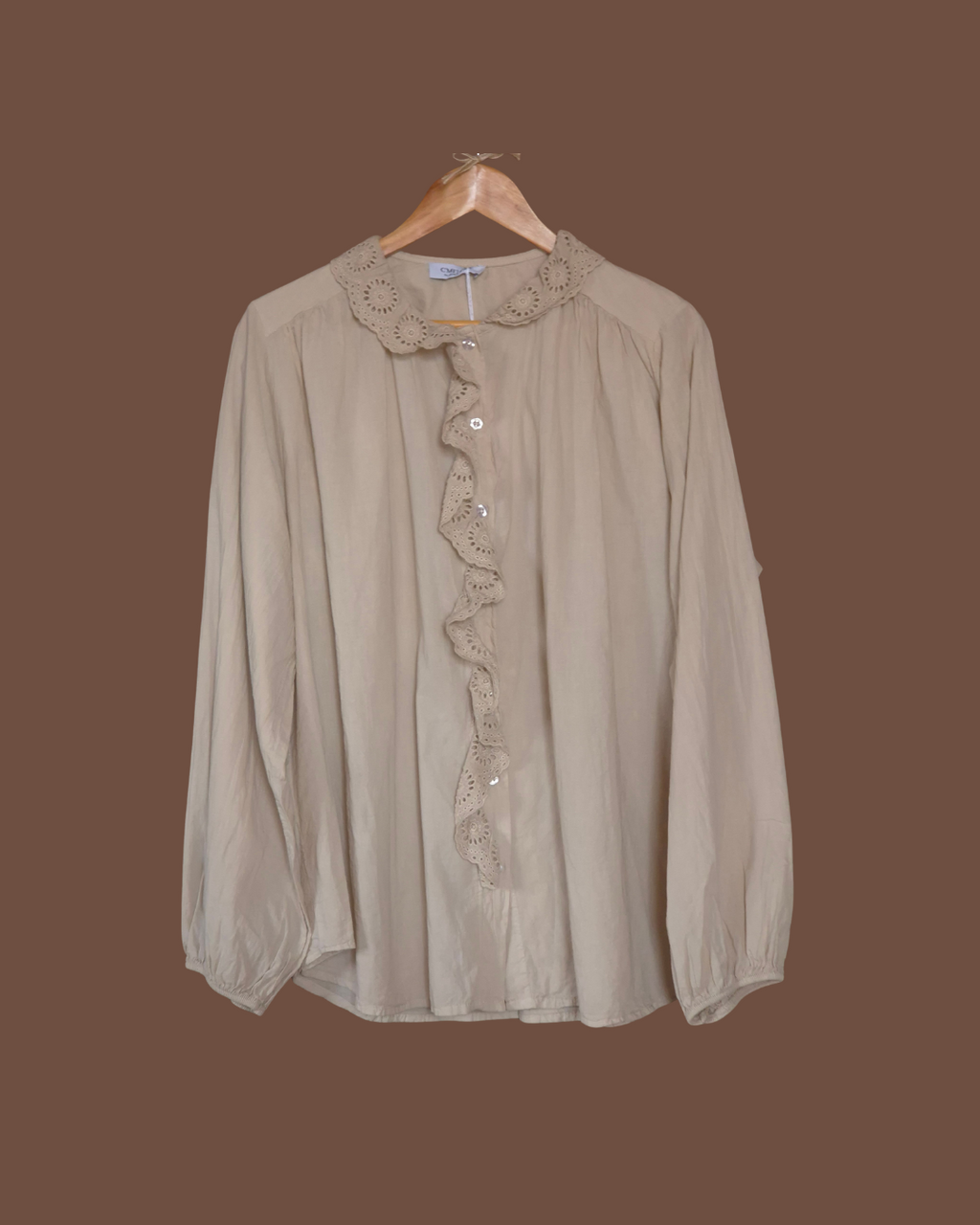 Blouse met broderie ruche
