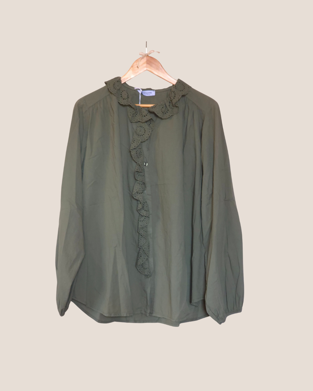 Blouse met broderie ruche