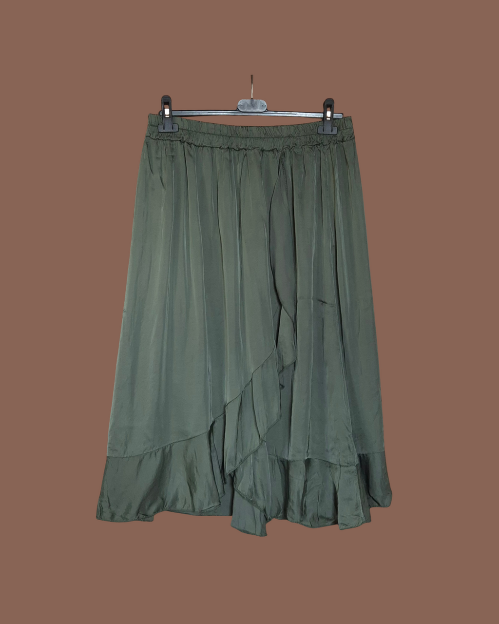 Satijnen rok met ruches