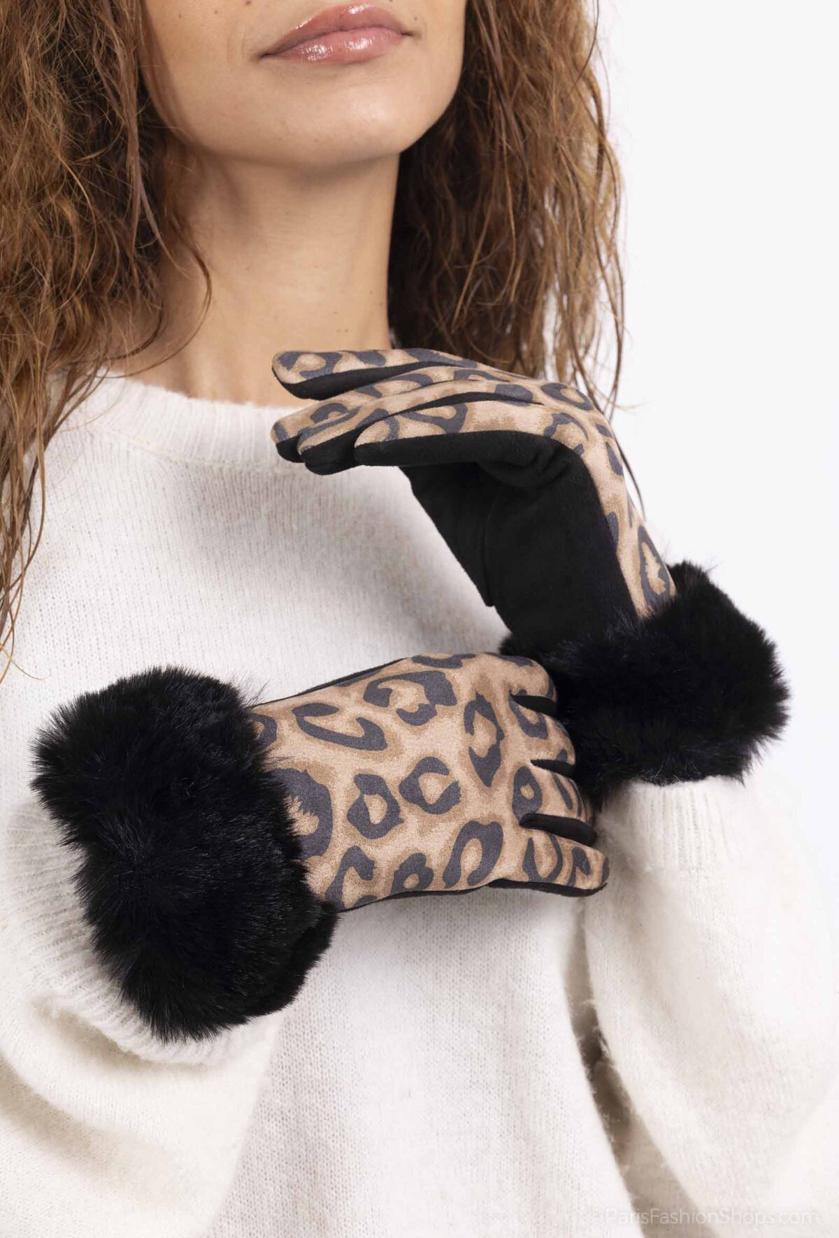 Luxe Leopard Faux Fur Gloves