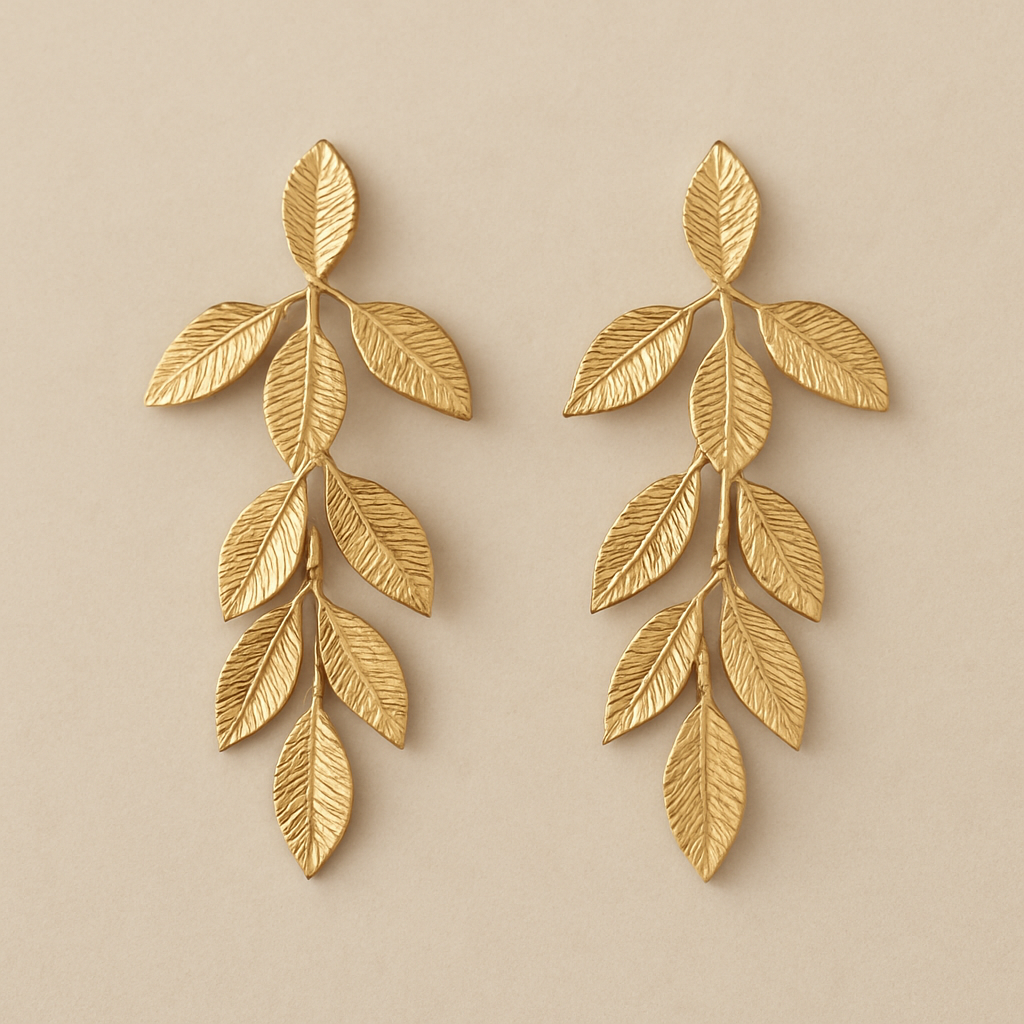 Leafy Elegance Earrings – Gold